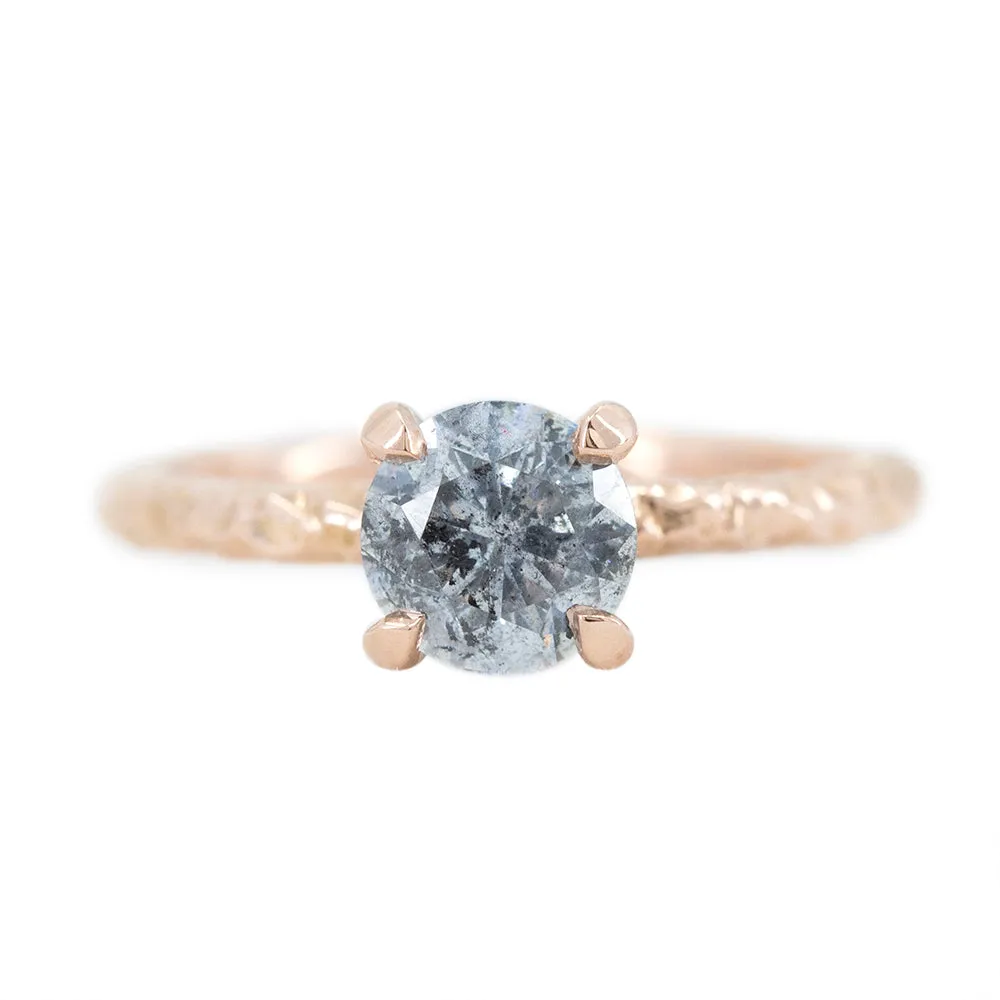 1.04ct Round Salt And Pepper Diamond Evergreen Solitaire In 14k Rose Gold