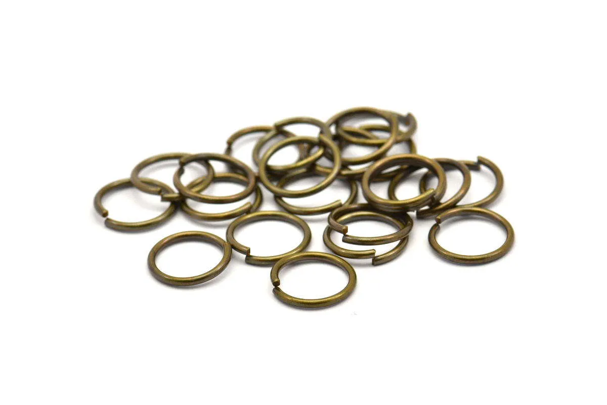 10mm Jump Ring - 100 Antique Brass Jump Rings (10x1mm) A0379