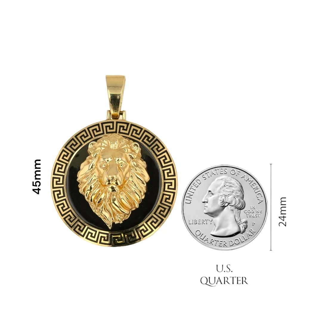 14K Yellow gold lion coin pendant-317423