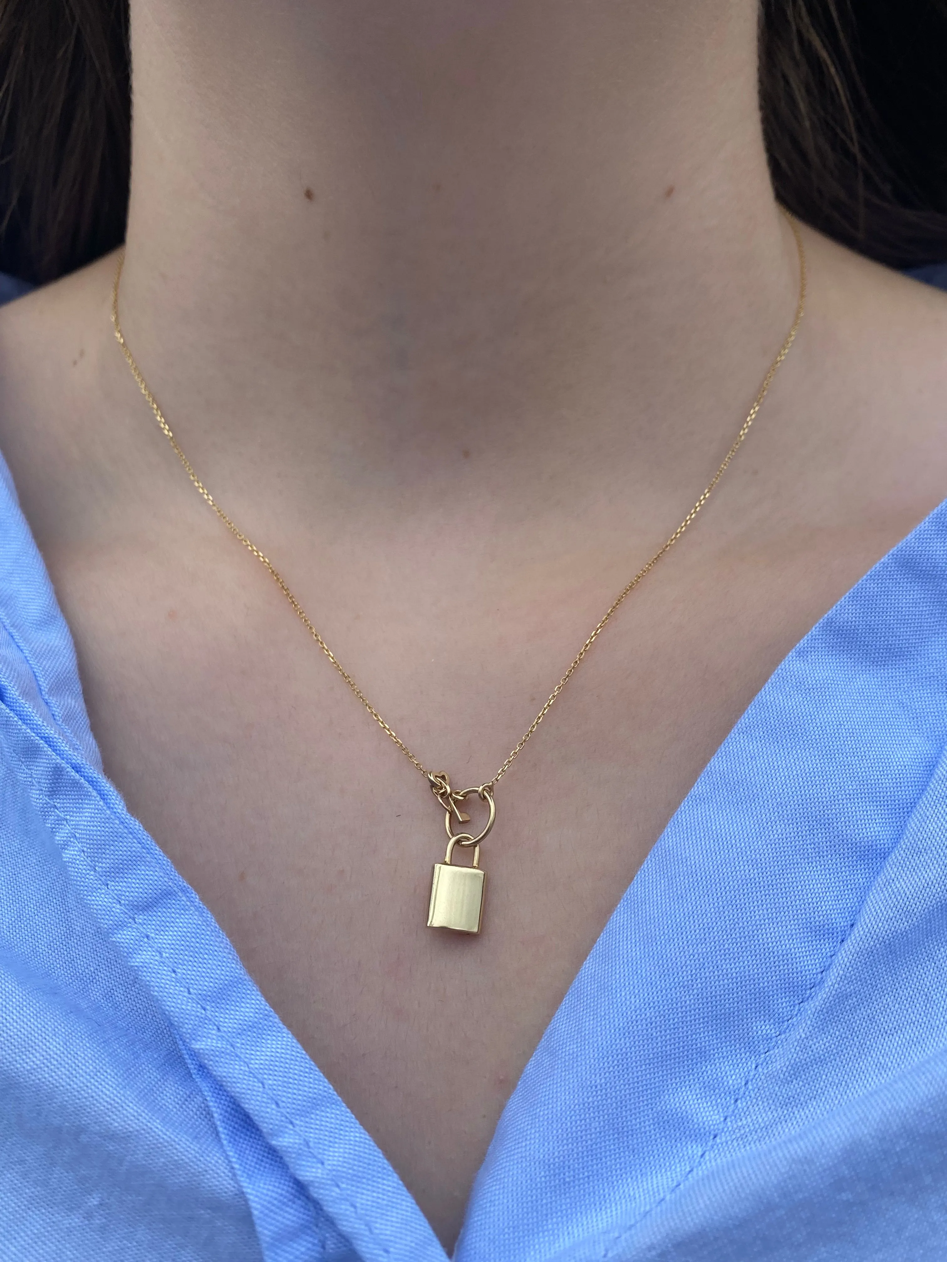 14K Yellow Gold Lock and Key Pendant