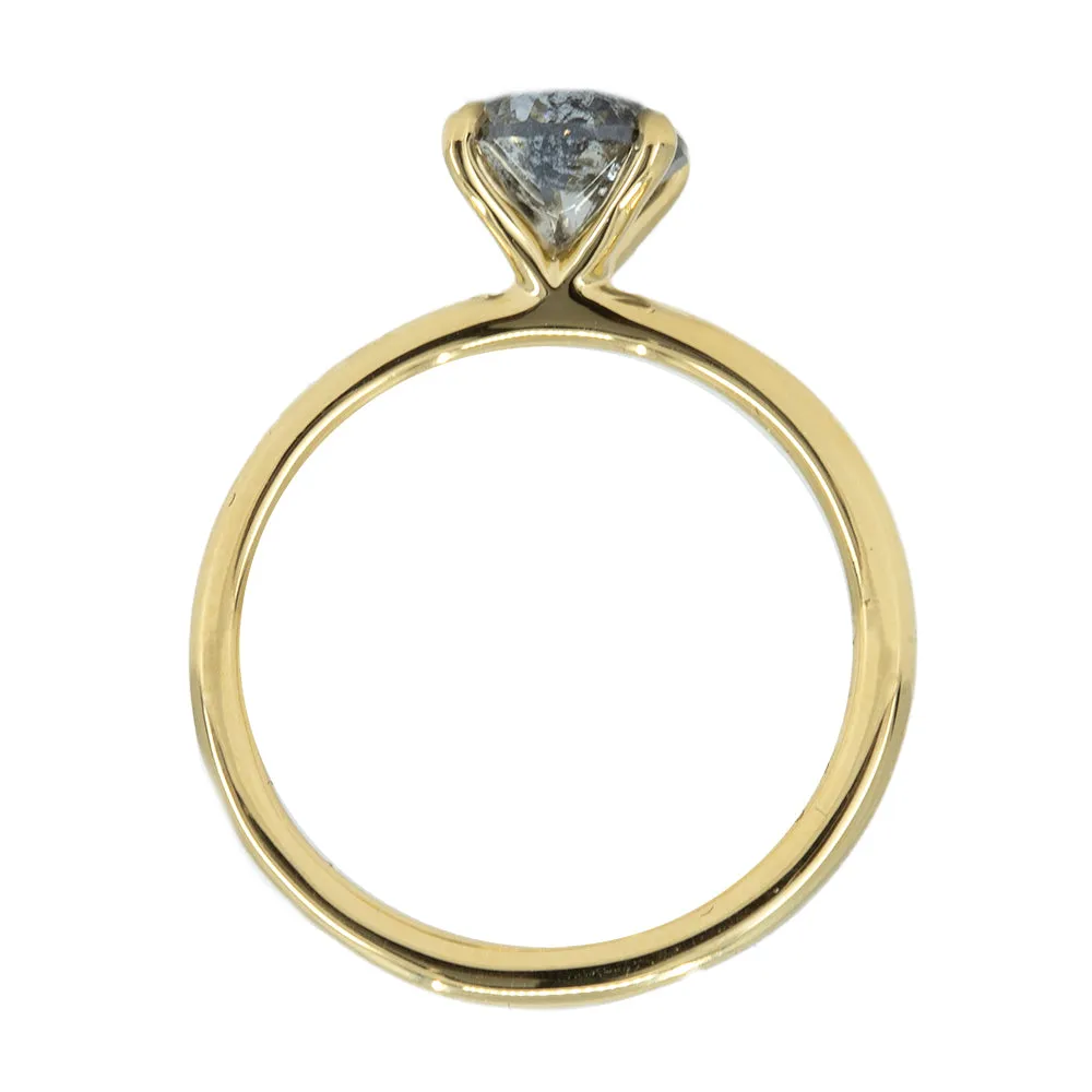 1.53ct Round Salt And Pepper Diamond Solitaire in 18k Yellow Gold