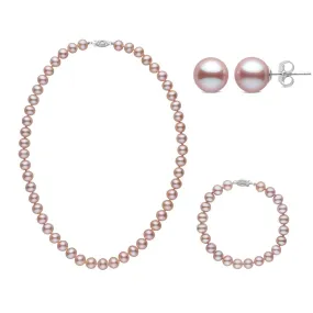 16 Inch 3 Piece Set of 7.5-8.0 mm AA  Lavender Freshwater Pearls