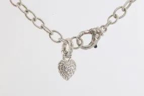 16"Judith Ripka 925 Silver 0.20tcw Cubic Zirconia Heart Choker Necklace(30.61g.)