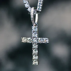 18K White Gold Premium Cross Pendant Necklace