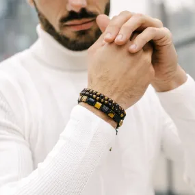 2 PIECE SET - TIGER EYE Double Bead & Flatbead Bracelet