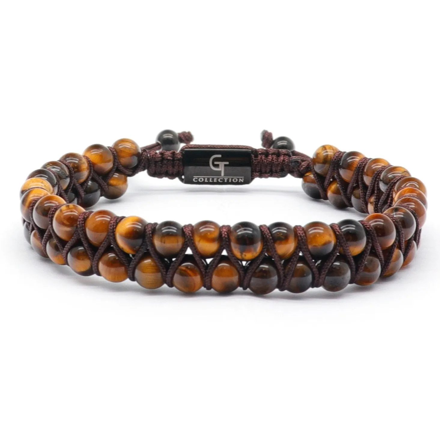 2 PIECE SET - TIGER EYE Double Bead & Flatbead Bracelet