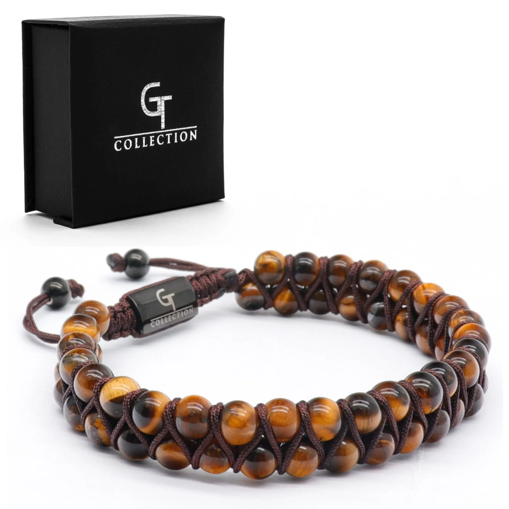 2 PIECE SET - TIGER EYE Double Bead & Flatbead Bracelet