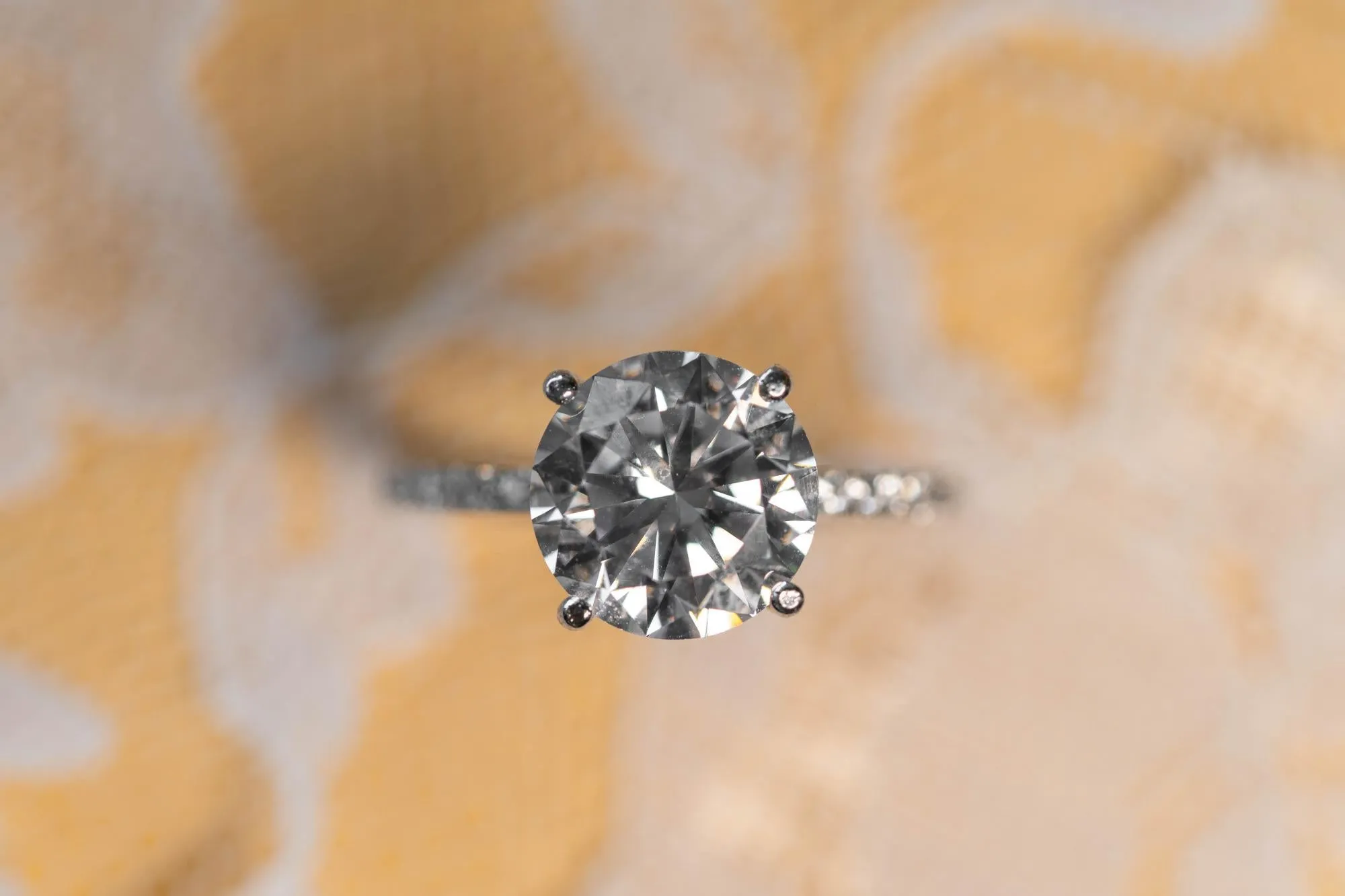 3CT Round Cut Lab Grown Diamond Engagement Ring