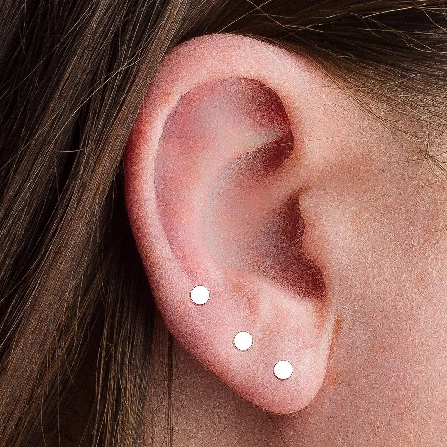 3mm Dot Disc Stud Earrings