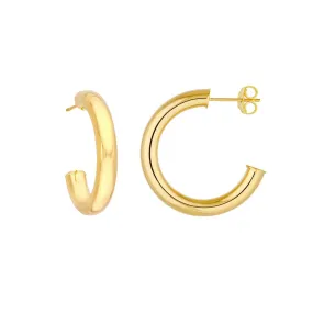 4mm Tube Hoop Post Earrings | Yellow Gold