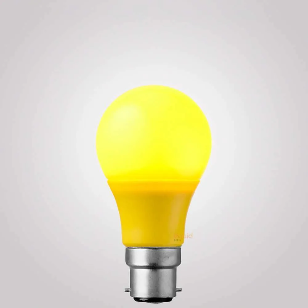 5W Yellow GLS LED Bulb B22