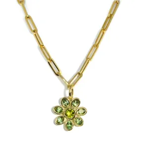 A & Furst - Fiori - Pendant with Mint Tourmaline and Peridot, 18k Yellow Gold