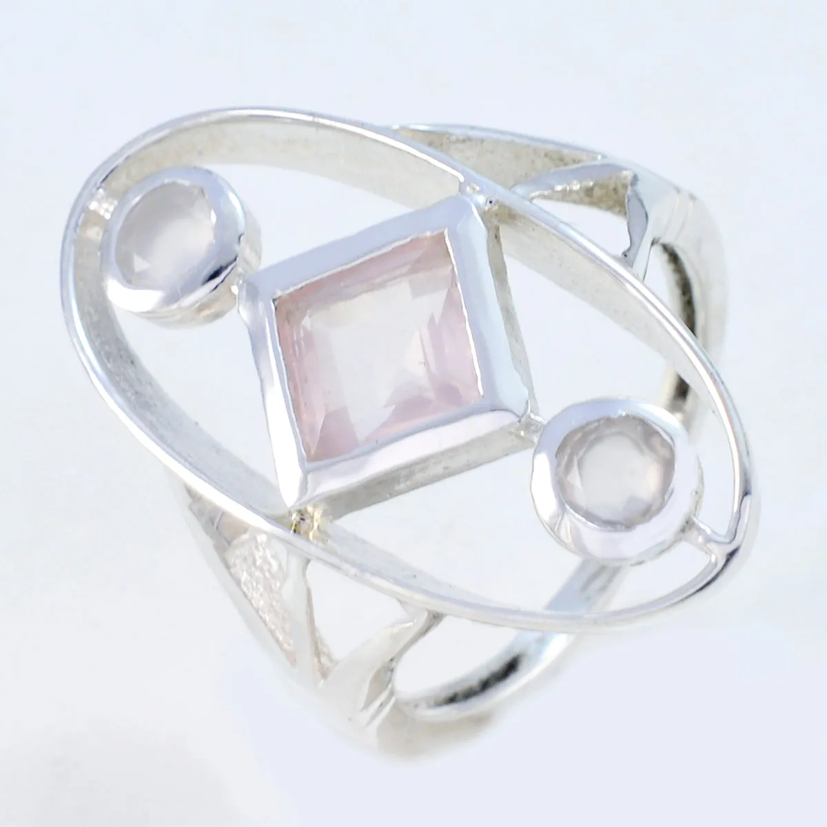 Adorable Gem Rose Quartz 925 Sterling Silver Ring Jewelry Box Hardware