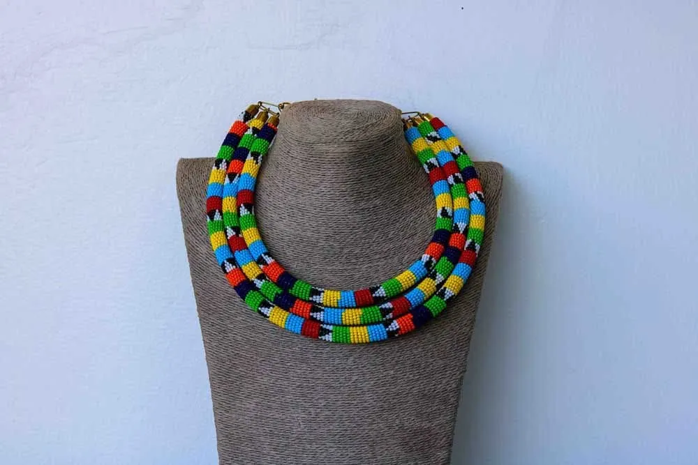 African beaded necklace, Statement necklace, Beaded Necklace for women, Moms gift, Christmas Gift for her, Zulu beaded necklace