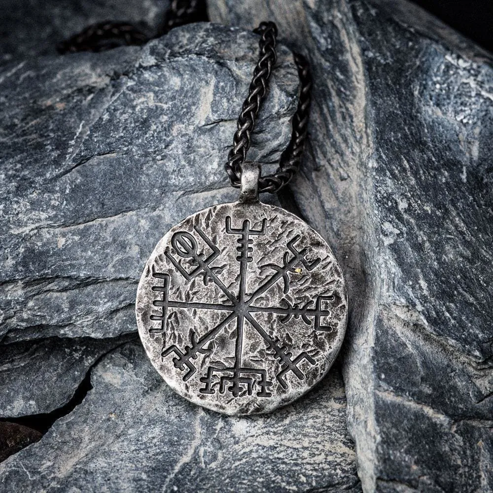 Aged Vegvisir and Helm of Awe Necklace