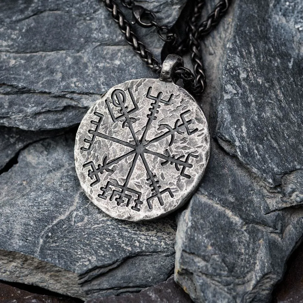 Aged Vegvisir and Helm of Awe Necklace