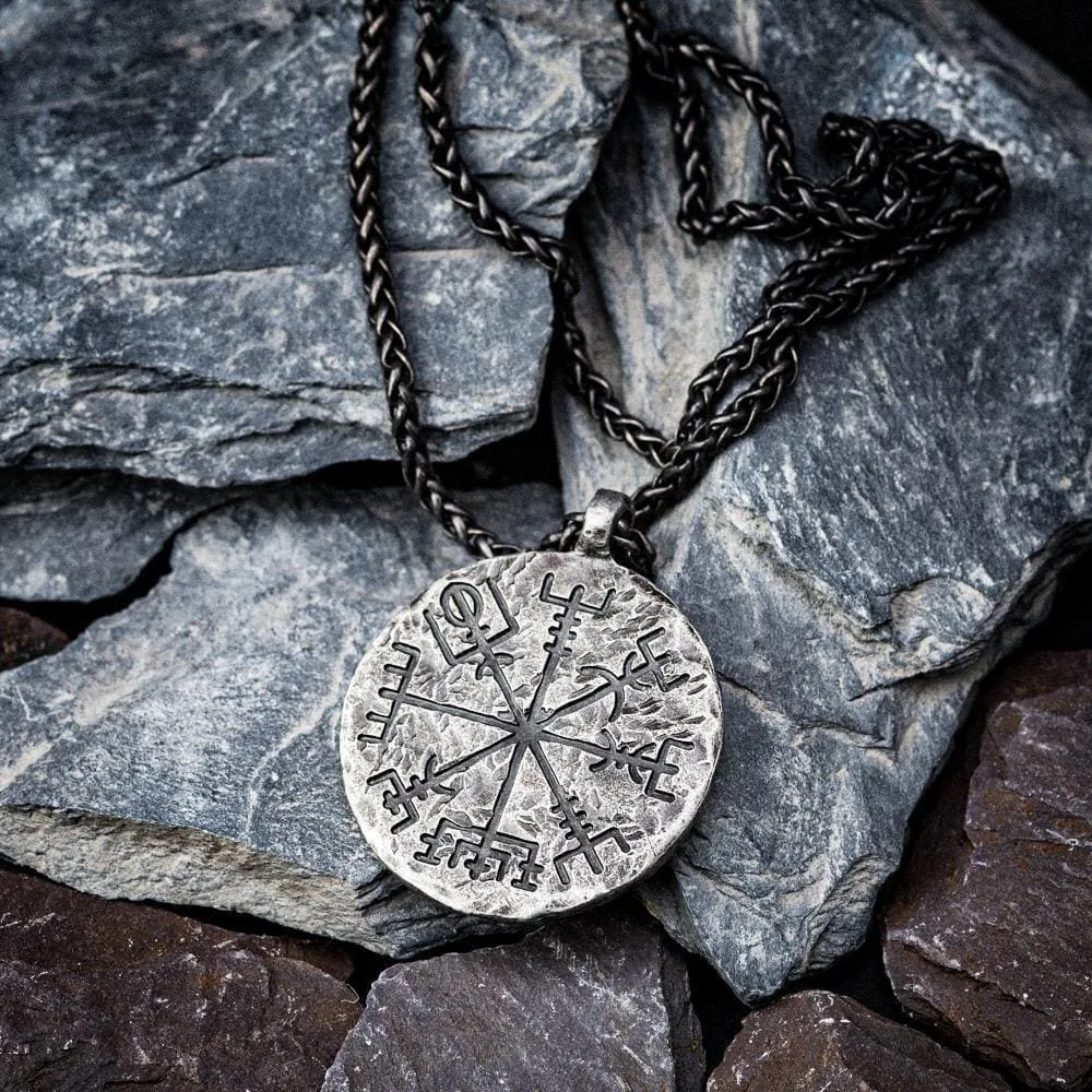 Aged Vegvisir and Helm of Awe Necklace