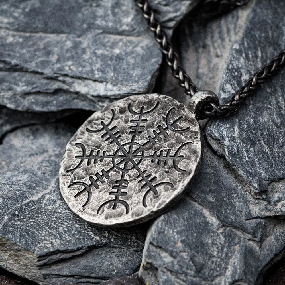 Aged Vegvisir and Helm of Awe Necklace