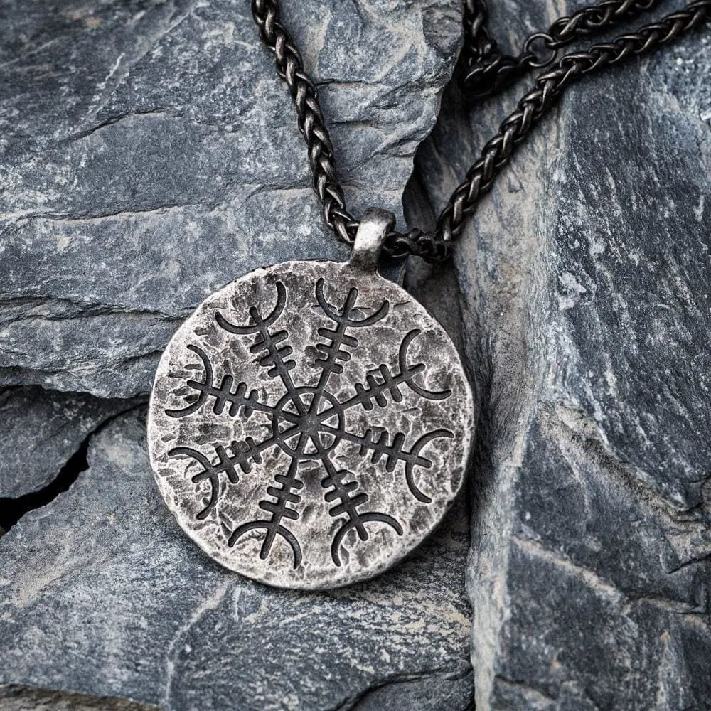 Aged Vegvisir and Helm of Awe Necklace