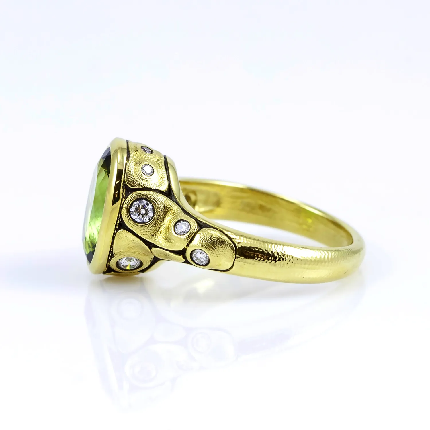 Alex Sepkus 18K yellow gold green tourmaline and diamond ring