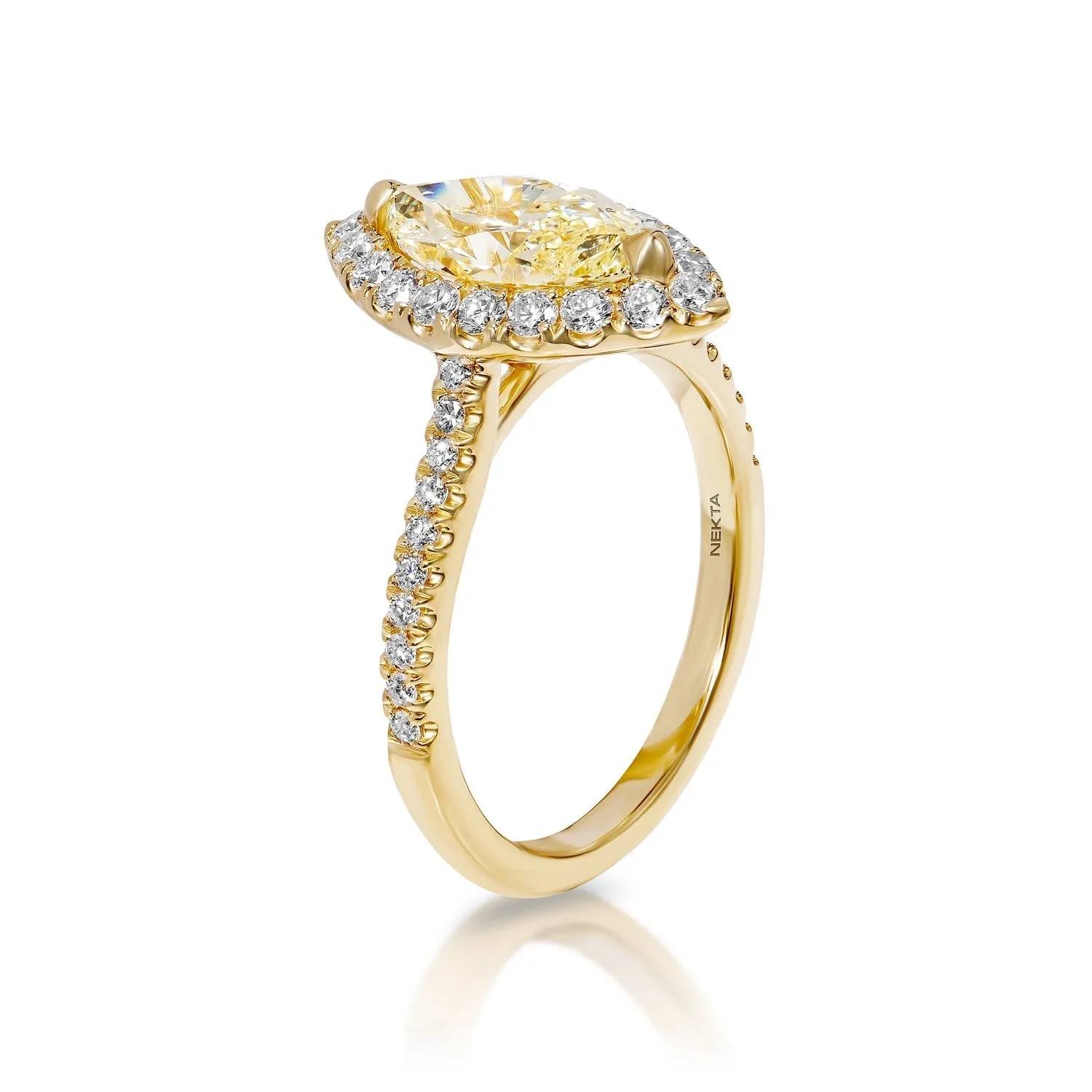 Aliya 2 Carat Yellow VVS2 Marquise Cut Diamond Engagement Ring in 18k Yellow Gold