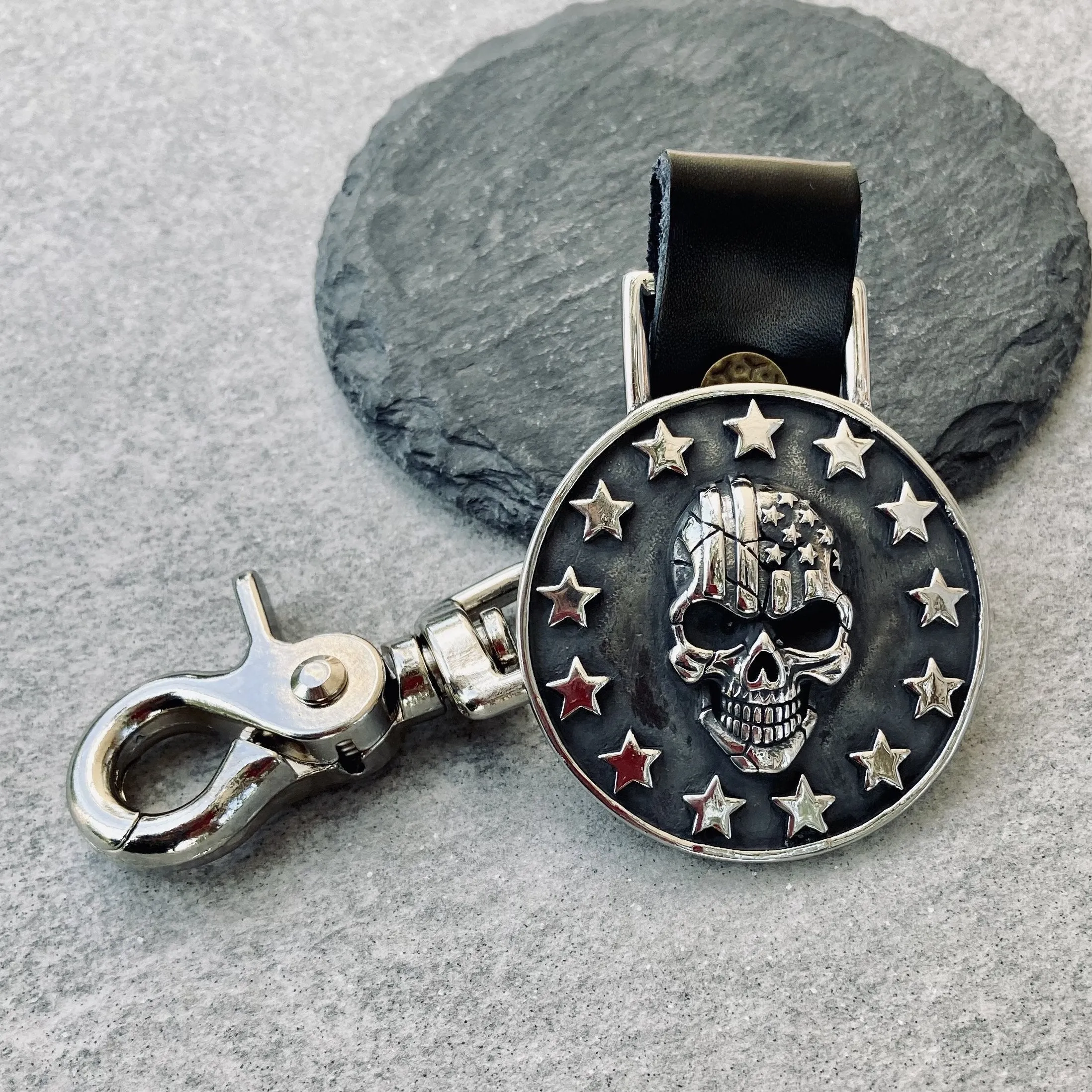 American Flag Skull & Stars Keychain - KC29