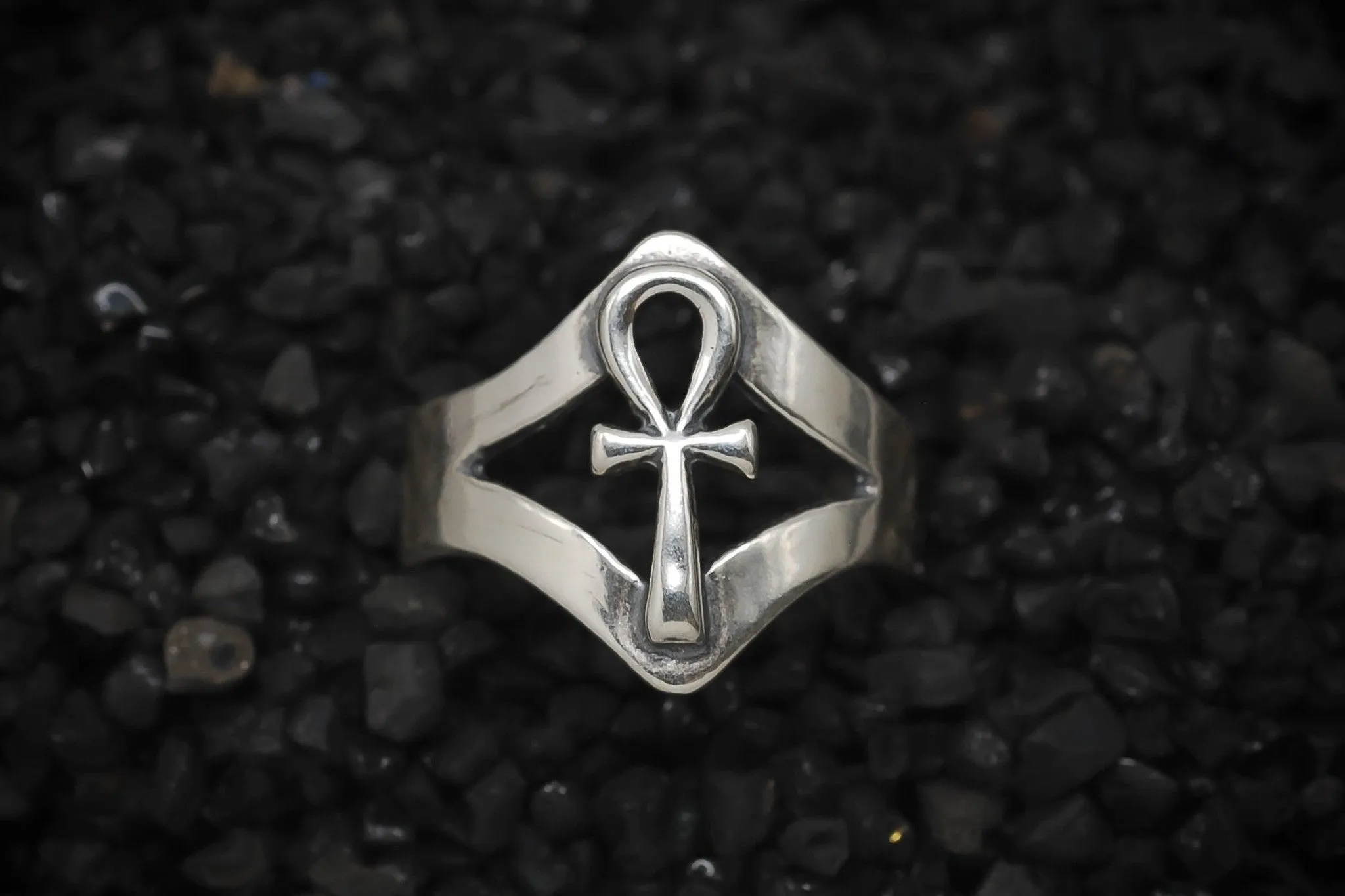 Ankh Key of Eternal Life Ring Ancient Egyptian | 925 Sterling Silver, Oxidized or 18K Gold Plated | Adjustable Size