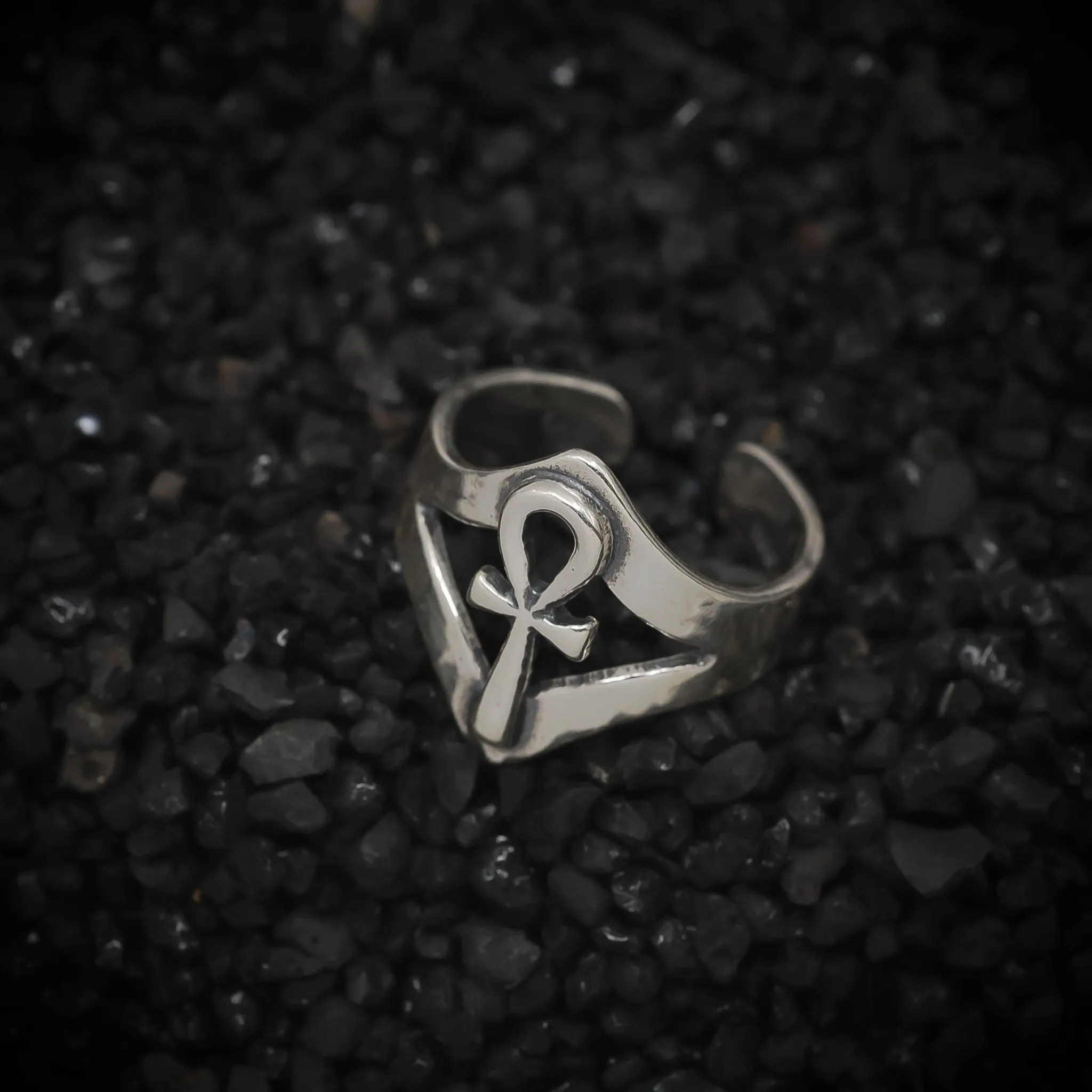 Ankh Key of Eternal Life Ring Ancient Egyptian | 925 Sterling Silver, Oxidized or 18K Gold Plated | Adjustable Size