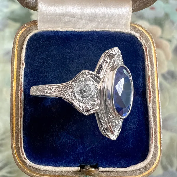 Art Deco Sapphire & Diamond Ring