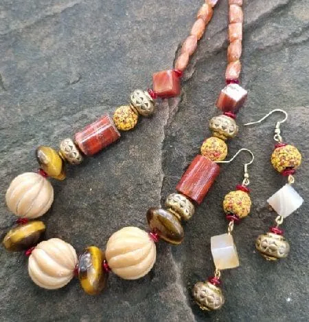 Asian-inspired necklace earring set