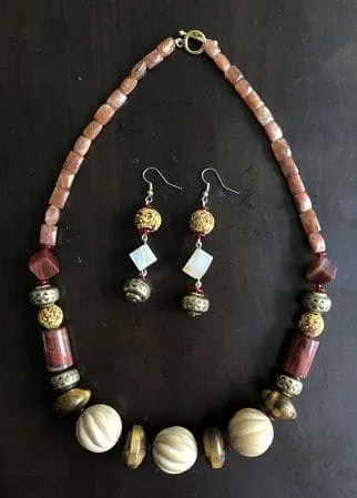 Asian-inspired necklace earring set