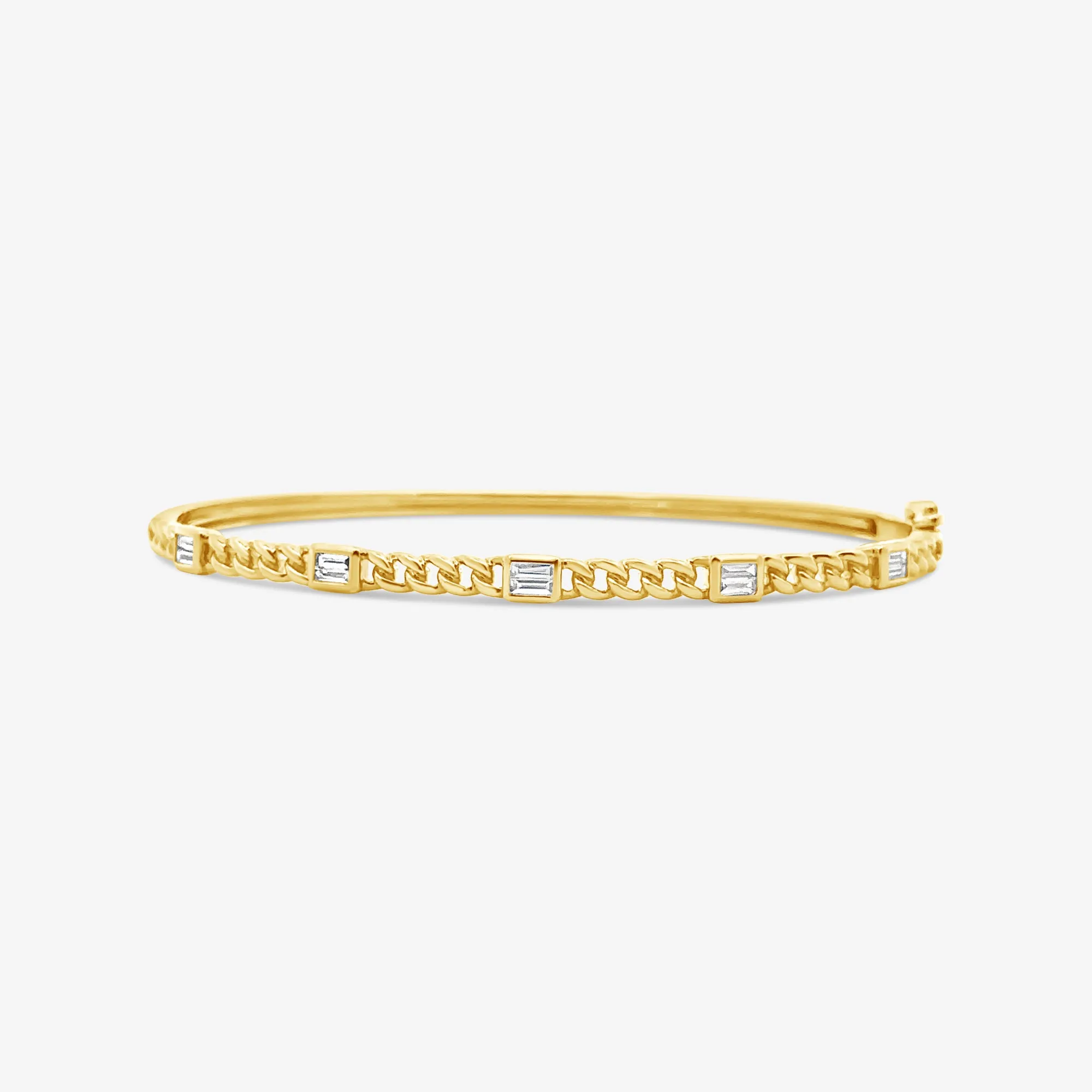 Baguette Diamond & Havana Link Bangle Bracelet