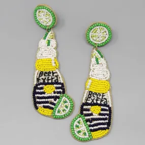 Beer Bottle Seed Bead Drop Earrings