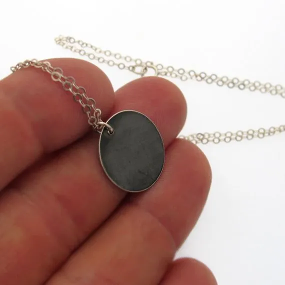 Black Disc Pendant Necklace