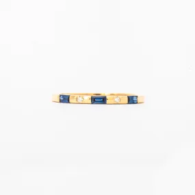 Blue Sapphire Single Row Tarot Baguette Band