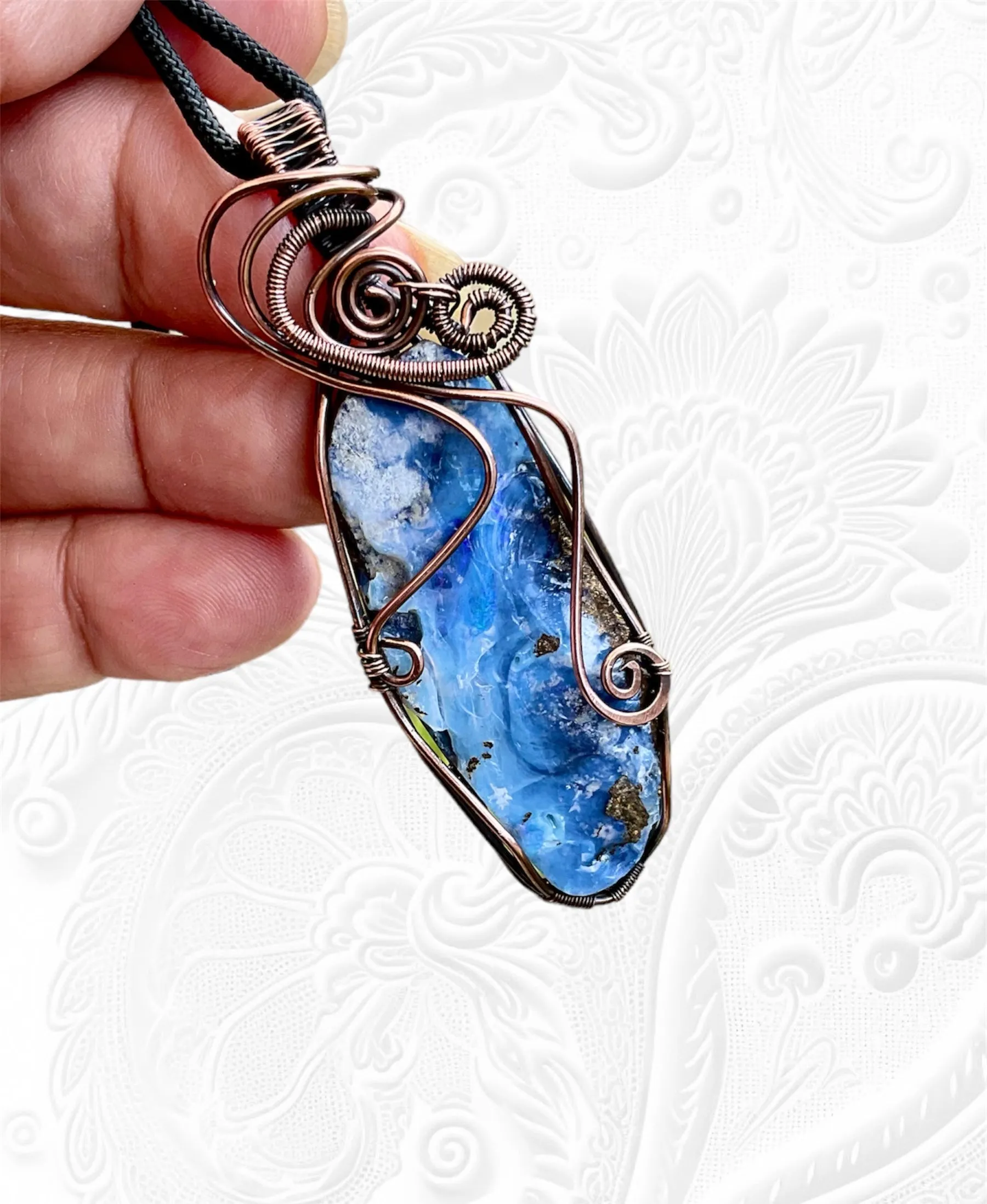 Boulder Opal Wire Wrapped Pendant