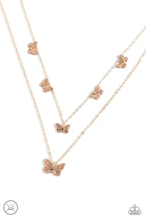 Butterfly Beacon Rose Gold Necklace - Paparazzi Accessories