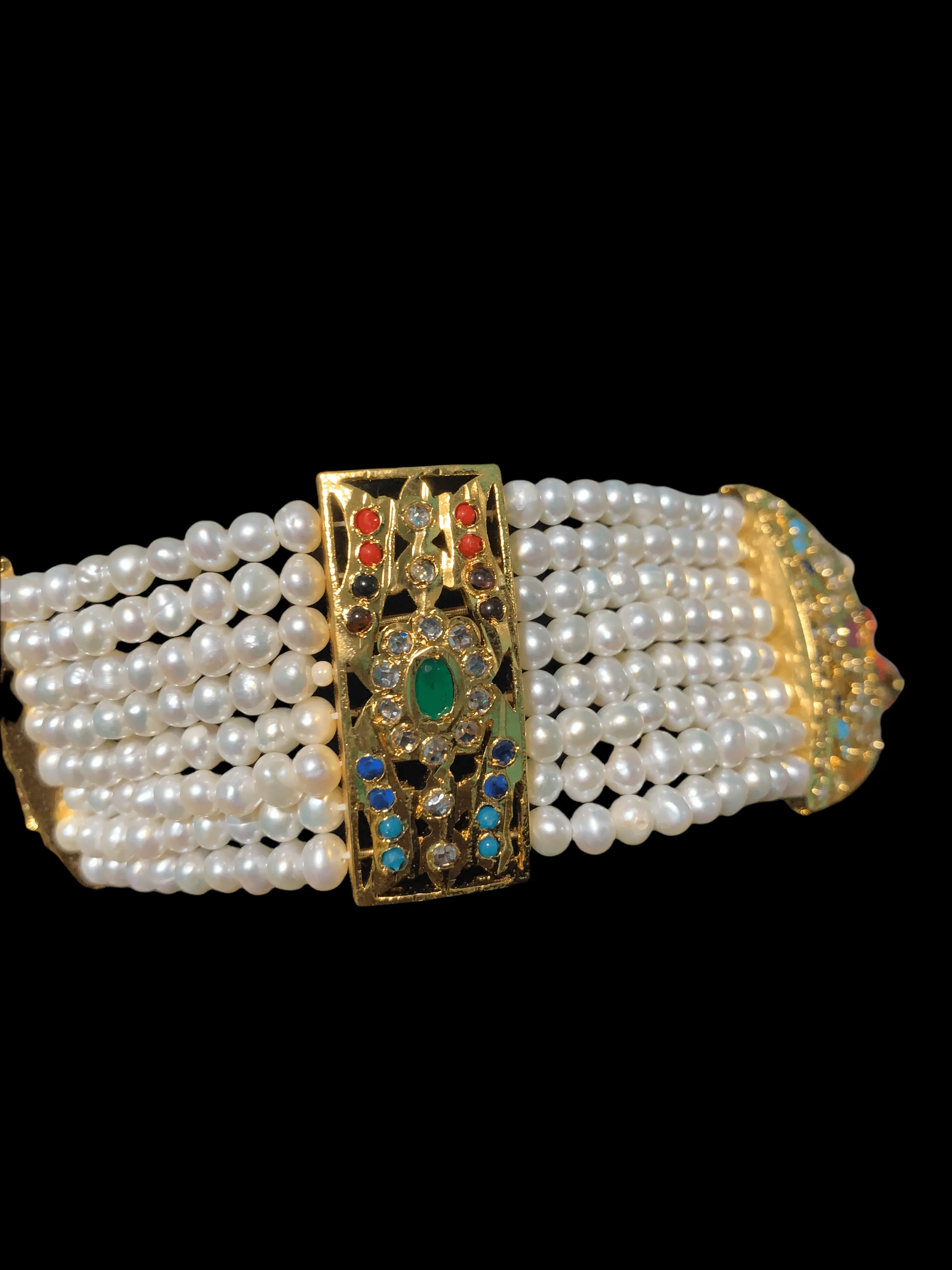 C17 Adeeva navratan fresh water pearl choker( READY TO SHIP )