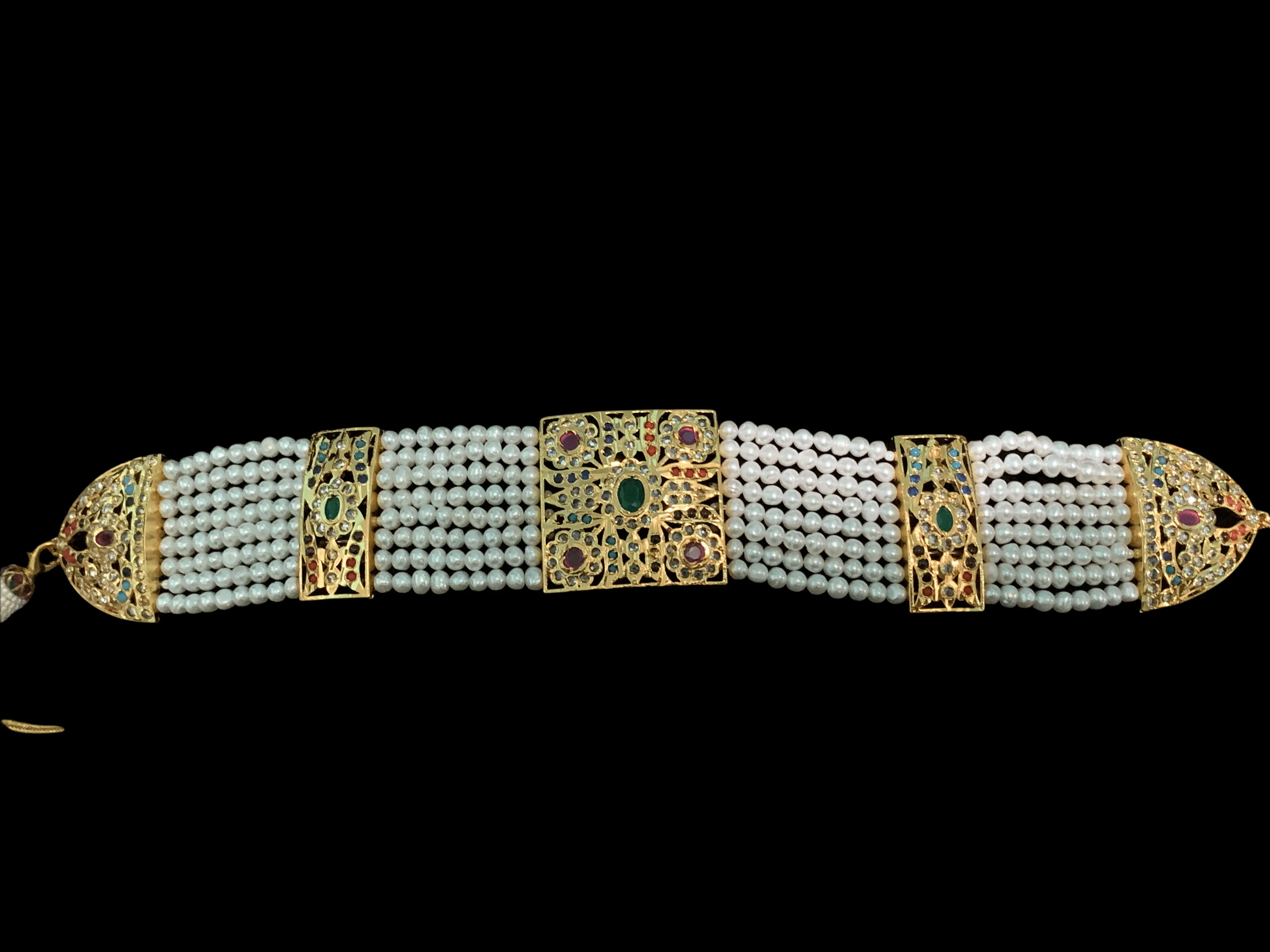 C17 Adeeva navratan fresh water pearl choker( READY TO SHIP )