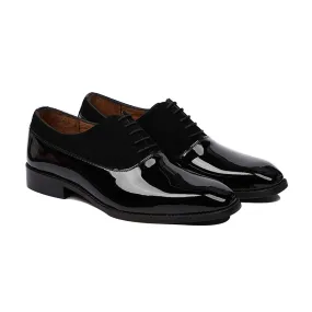 CAMENCA - FUSION OF BLACK PATENT AND KID SUEDE OXFORD