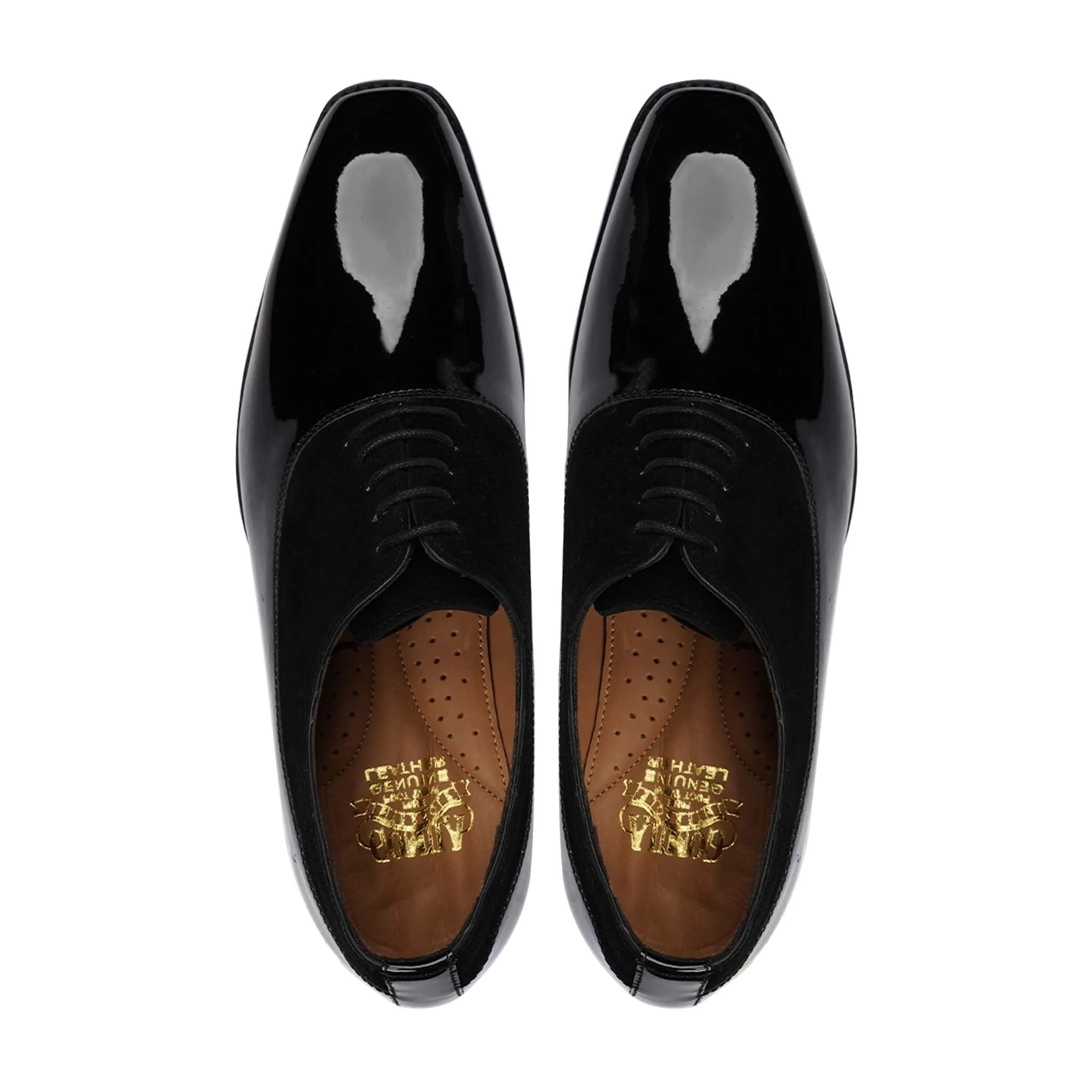 CAMENCA - FUSION OF BLACK PATENT AND KID SUEDE OXFORD