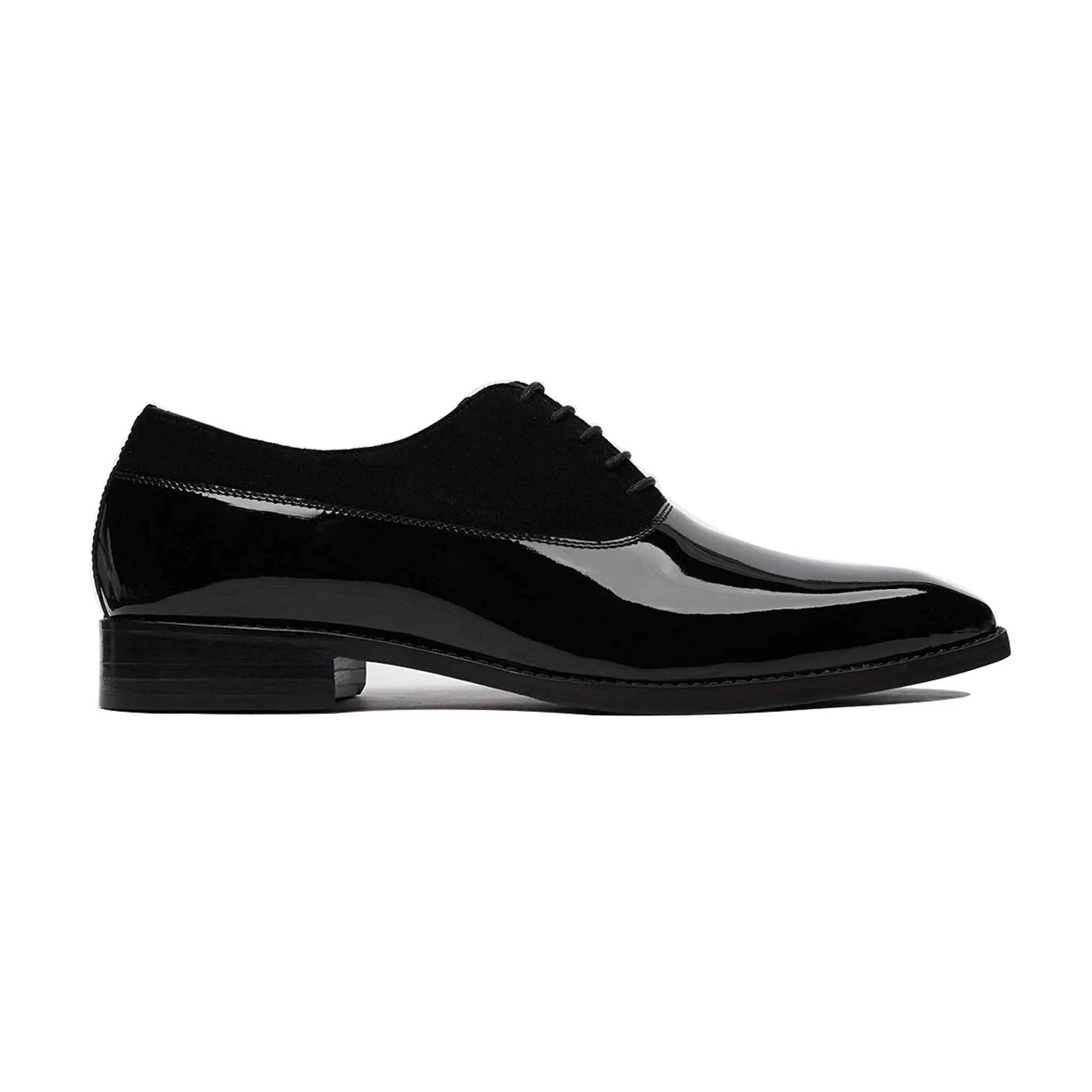 CAMENCA - FUSION OF BLACK PATENT AND KID SUEDE OXFORD