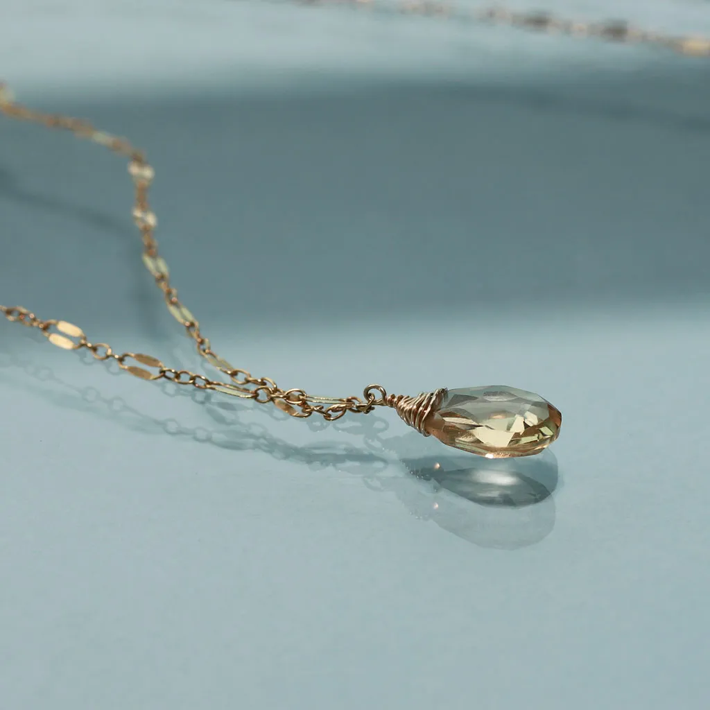 Choker Wrap Gemstone Necklace - Champagne Quartz