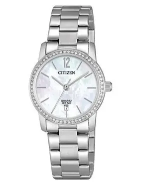 Citizen Quartz Womens Watch - Stainless Steel - Mother of Pearl - Crystals