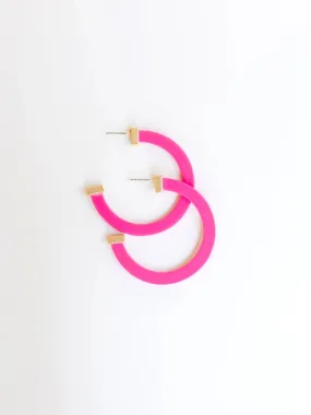 Classic Acrylic Large Hoops in Hot Pink