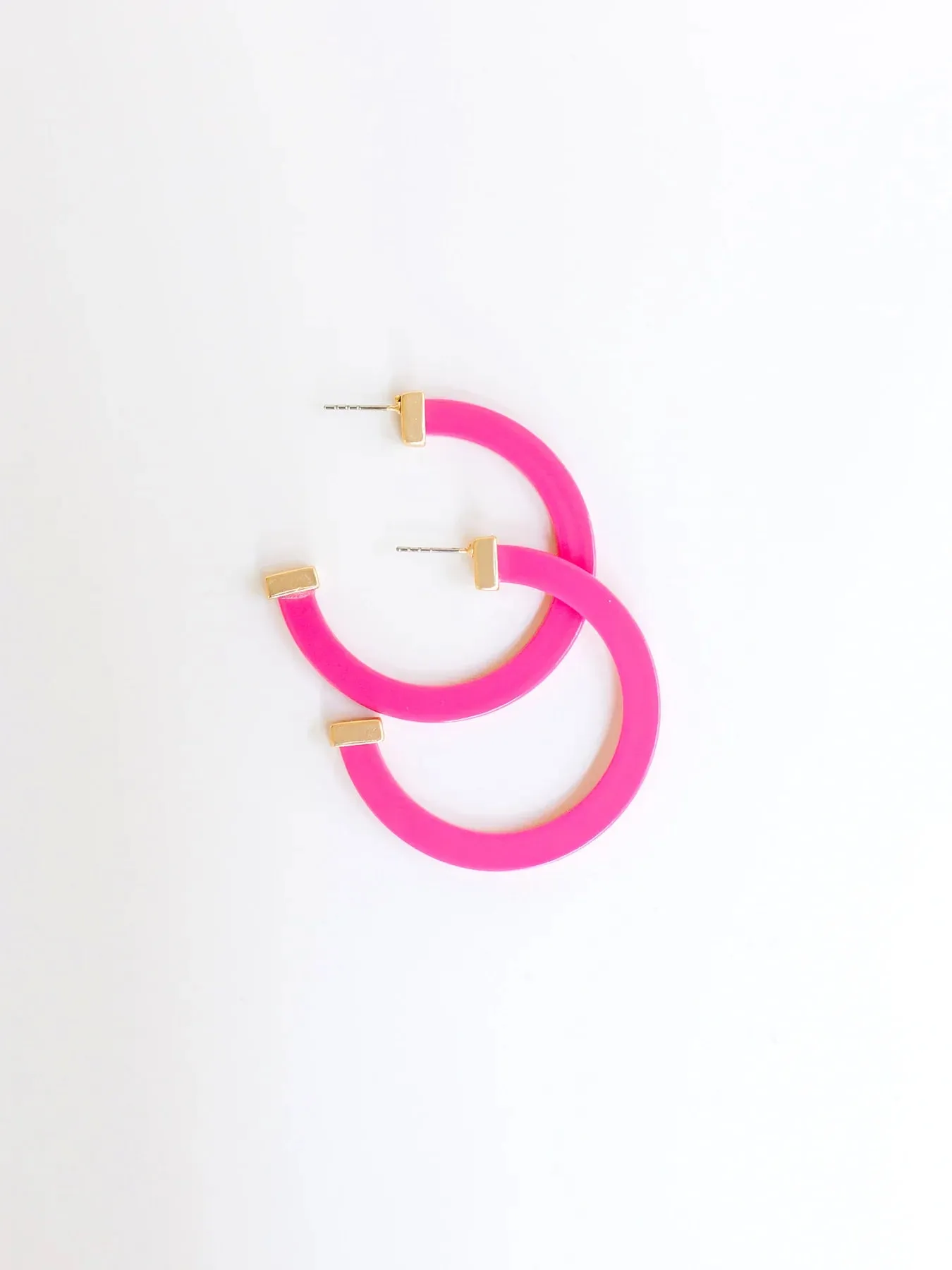 Classic Acrylic Large Hoops in Hot Pink