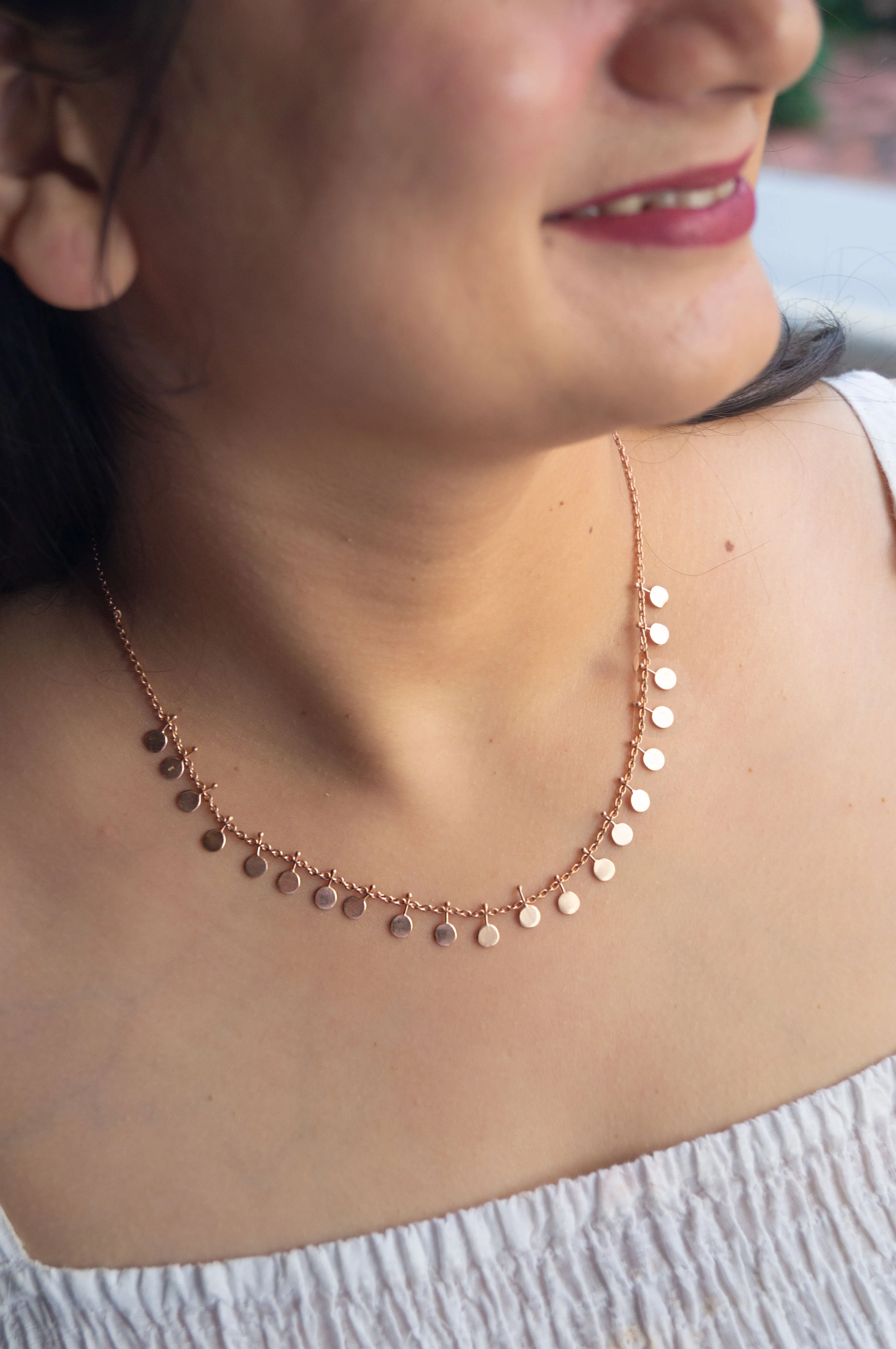 Classic Circle Garland Rose Gold Plated Sterling Silver Necklace