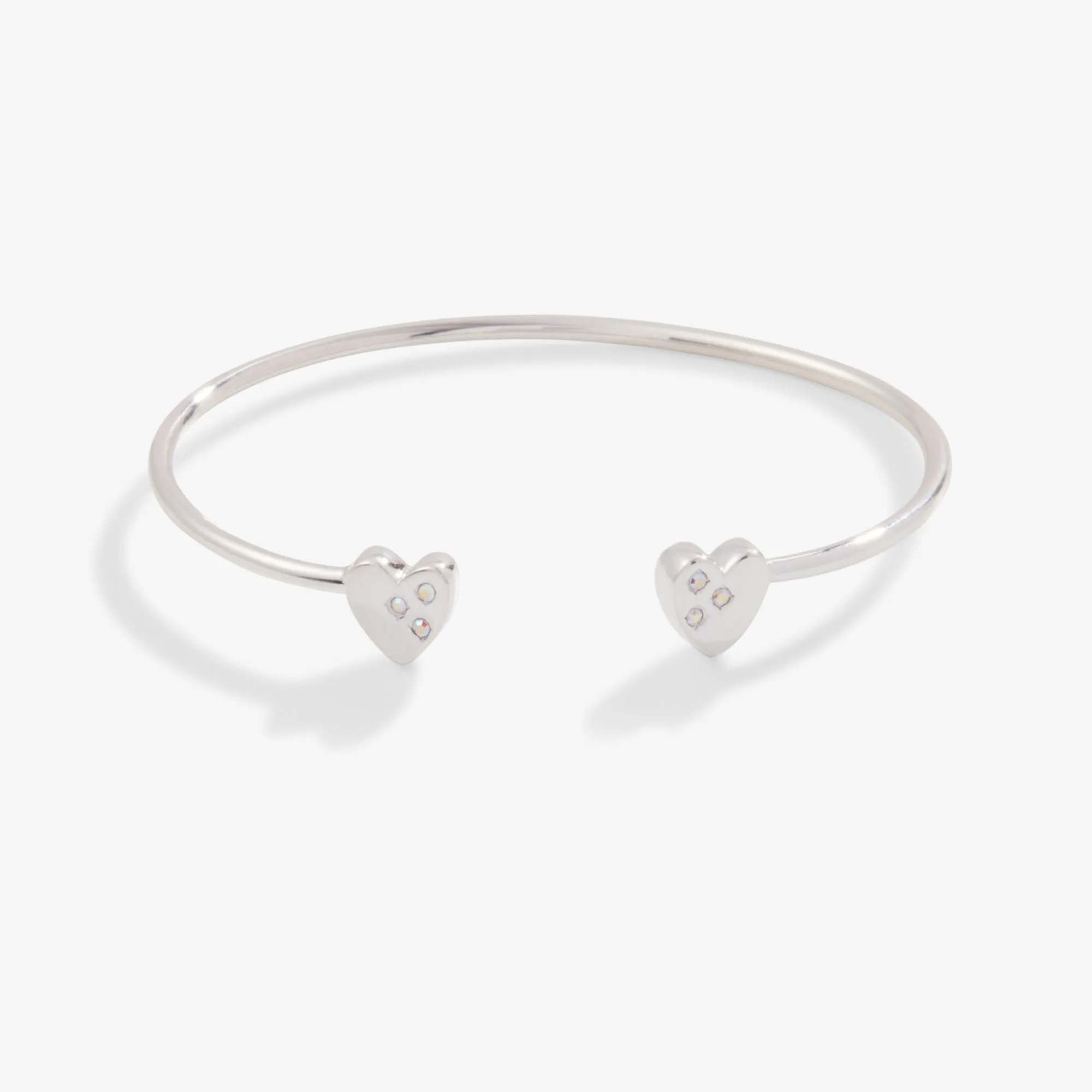 Crystal Accent Heart Flex Cuff Bracelet