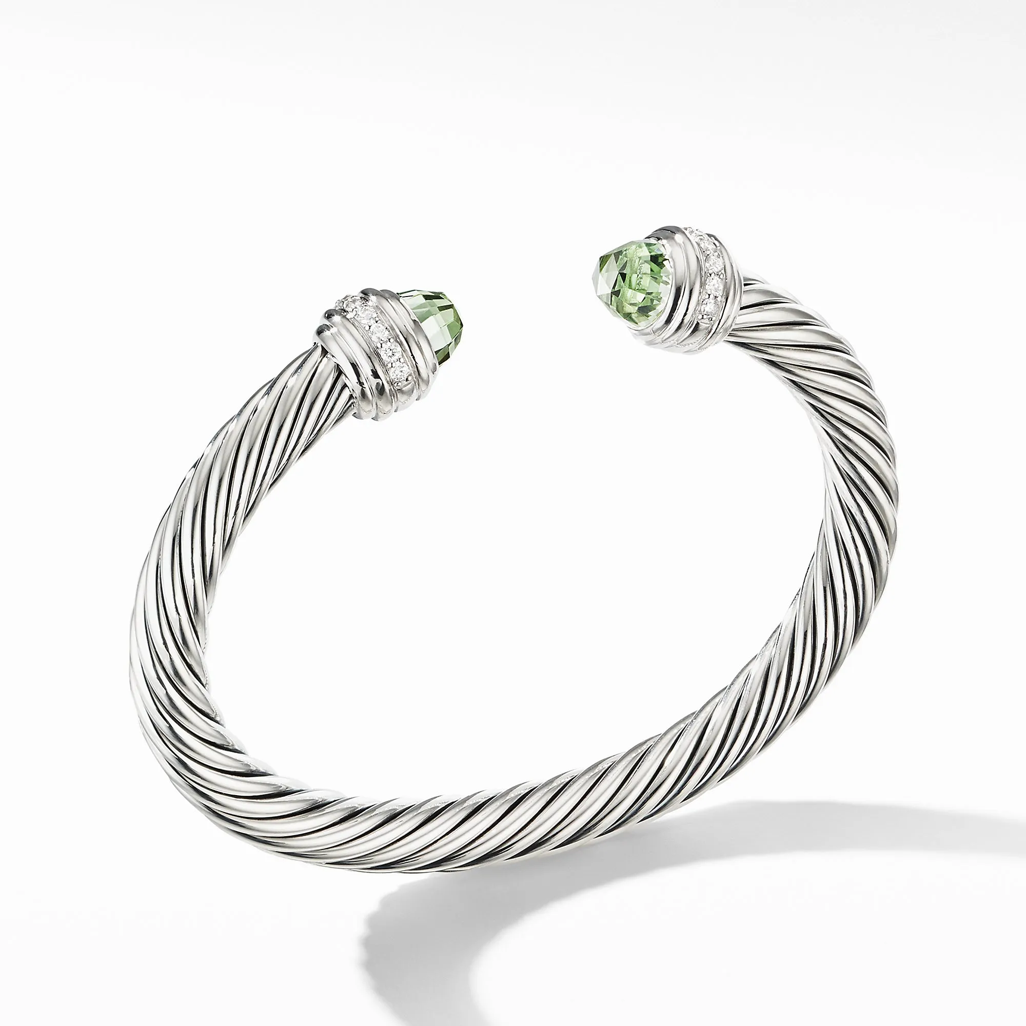 David Yurman 7MM Cable Bracelet with Prasiolite and Diamonds