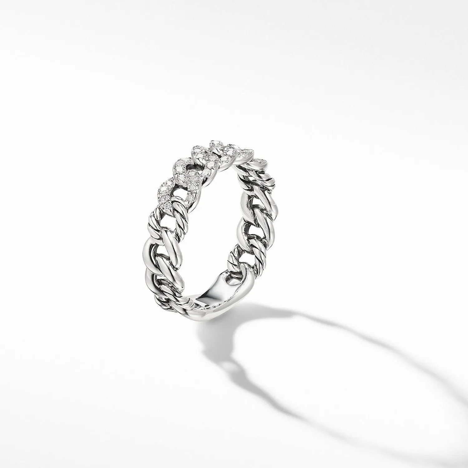 David Yurman Belmont Narrow Curb Link Diamond Ring